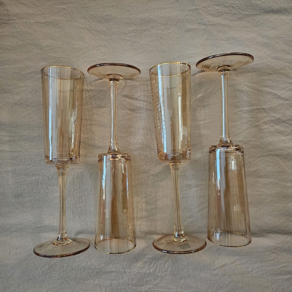 NWT Anthropologie Rochelle Champange Flutes Set Of 4 Rare